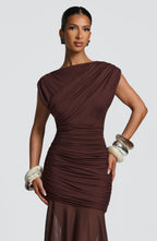 Demelza Maxi Dress - Plum Brown - Napalia