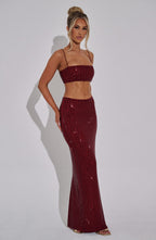 Dimity Maxi Skirt - Wine - Napalia