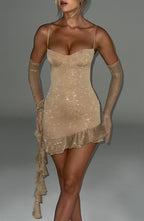 Dixie Mini Dress - Gold Sparkle - Napalia