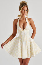 Doris Mini Dress - Lemon Gingham - Napalia