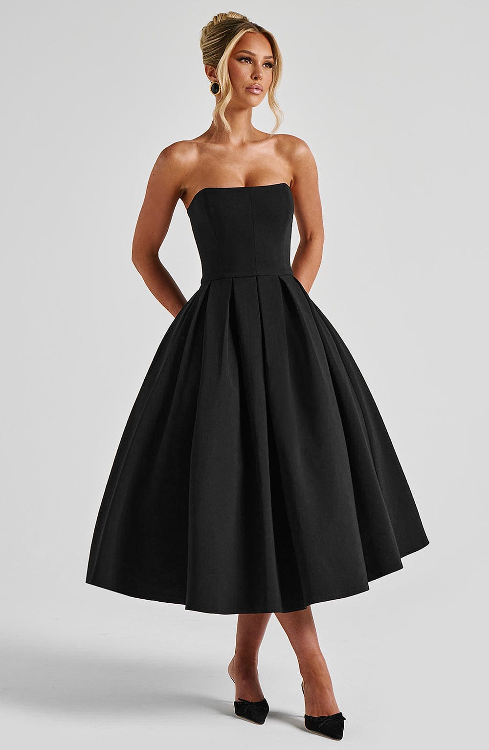 Edith Midi Dress - Black - Napalia