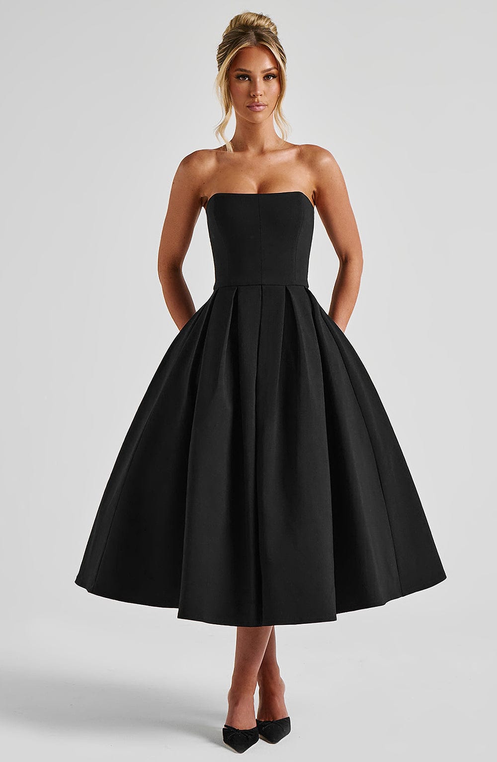 Edith Midi Dress - Black - Napalia