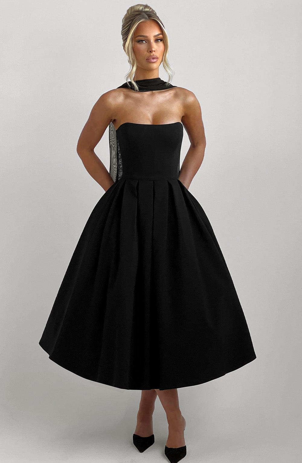 Edith Midi Dress - Black - Napalia