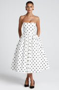 Edith Midi Dress - Black Polka Dot Print - Napalia