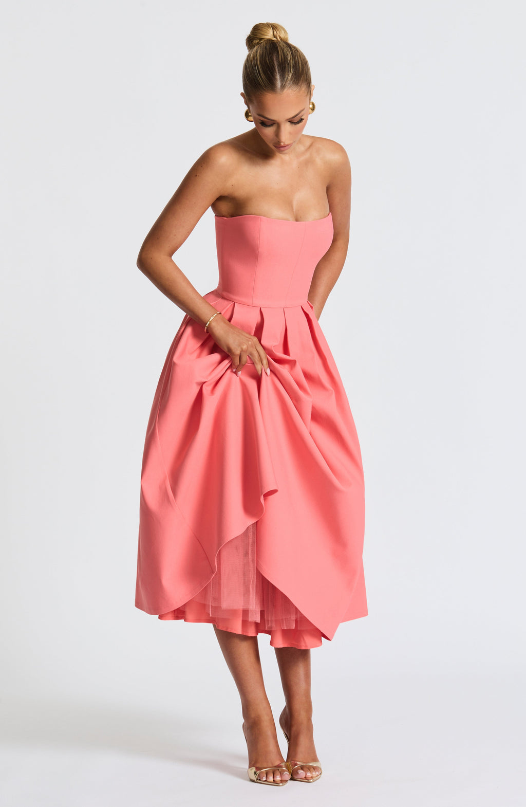 Edith Midi Dress - Coral Pink - Napalia