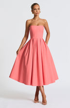 Edith Midi Dress - Coral Pink - Napalia