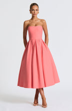 Edith Midi Dress - Coral Pink - Napalia