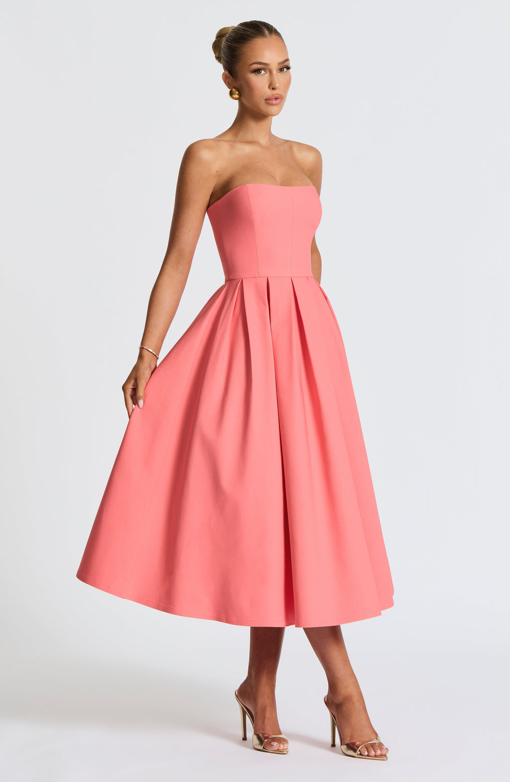 Edith Midi Dress - Coral Pink - Napalia