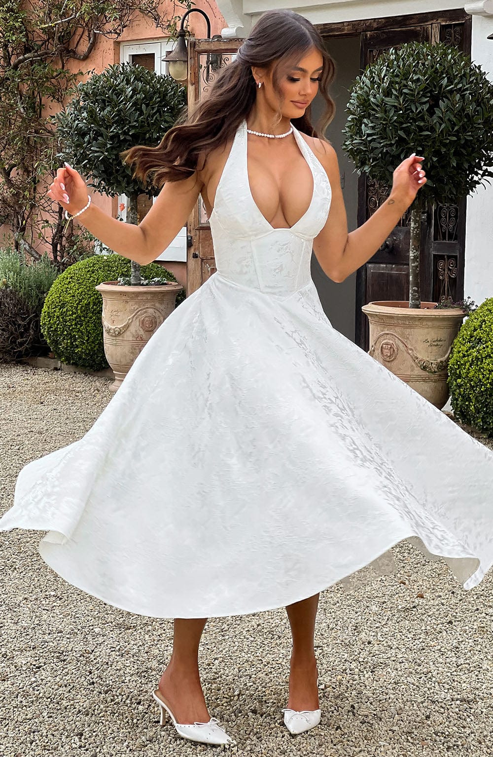 Effie Midi Dress - Ivory - Napalia