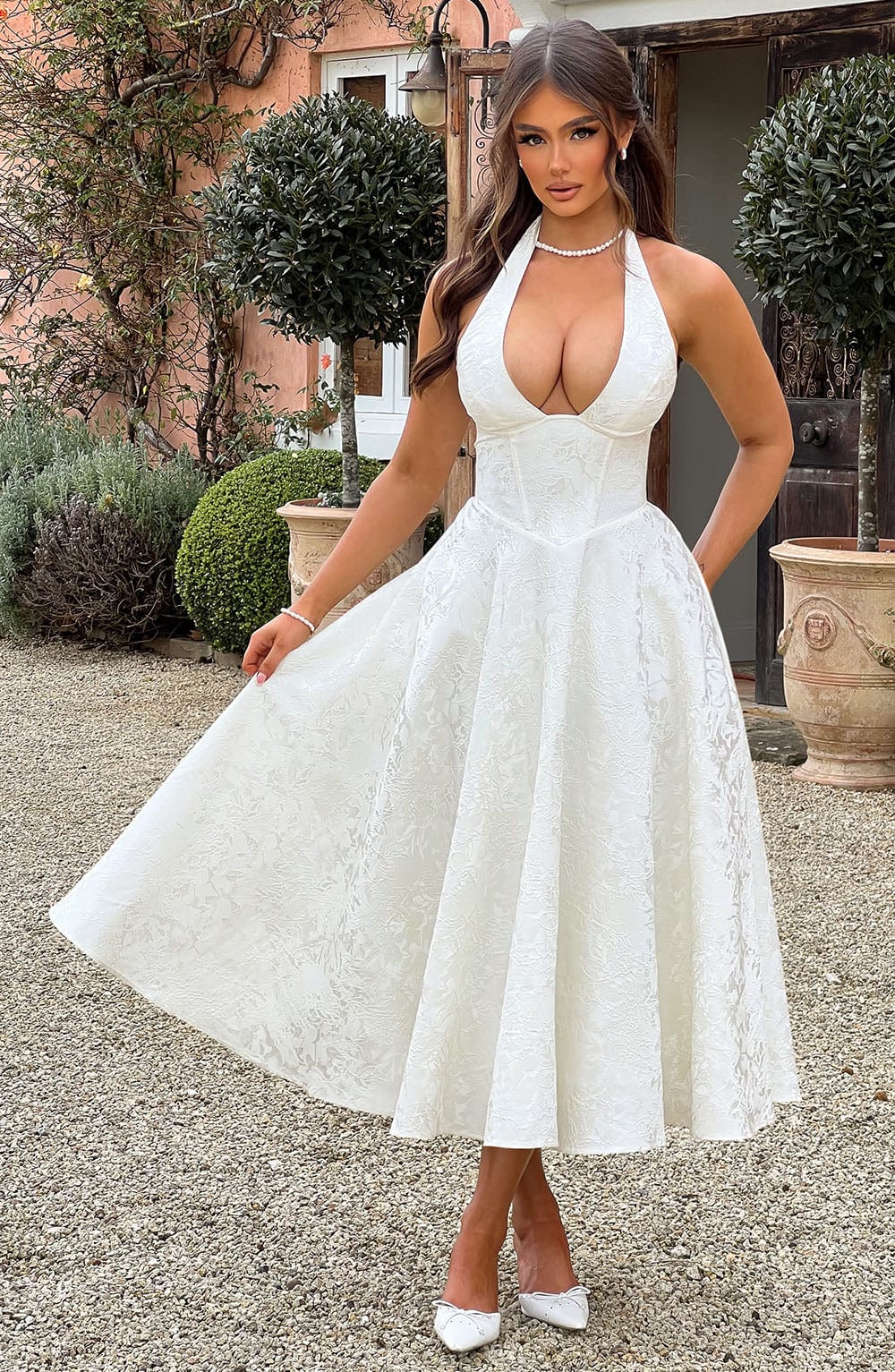 Effie Midi Dress - Ivory - Napalia
