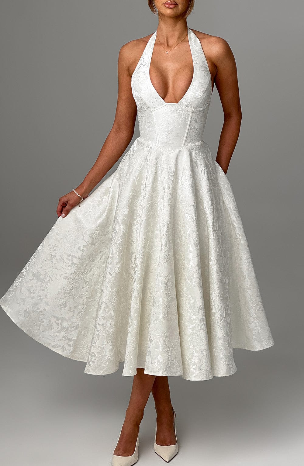 Effie Midi Dress - Ivory - Napalia