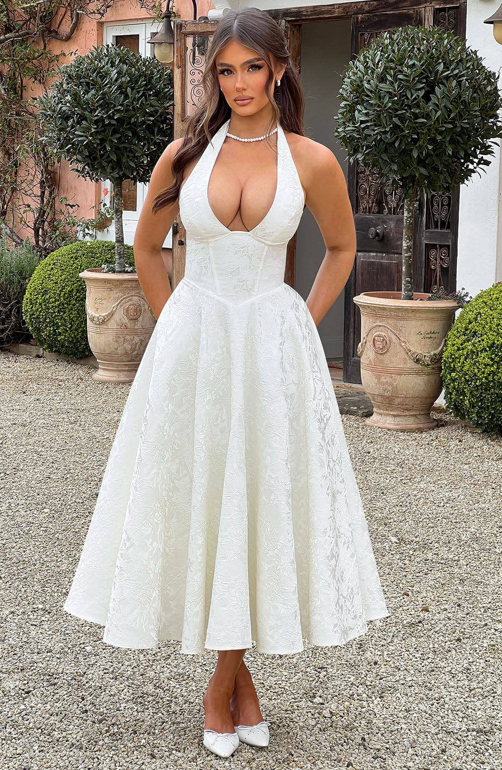 Effie Midi Dress - Ivory - Napalia