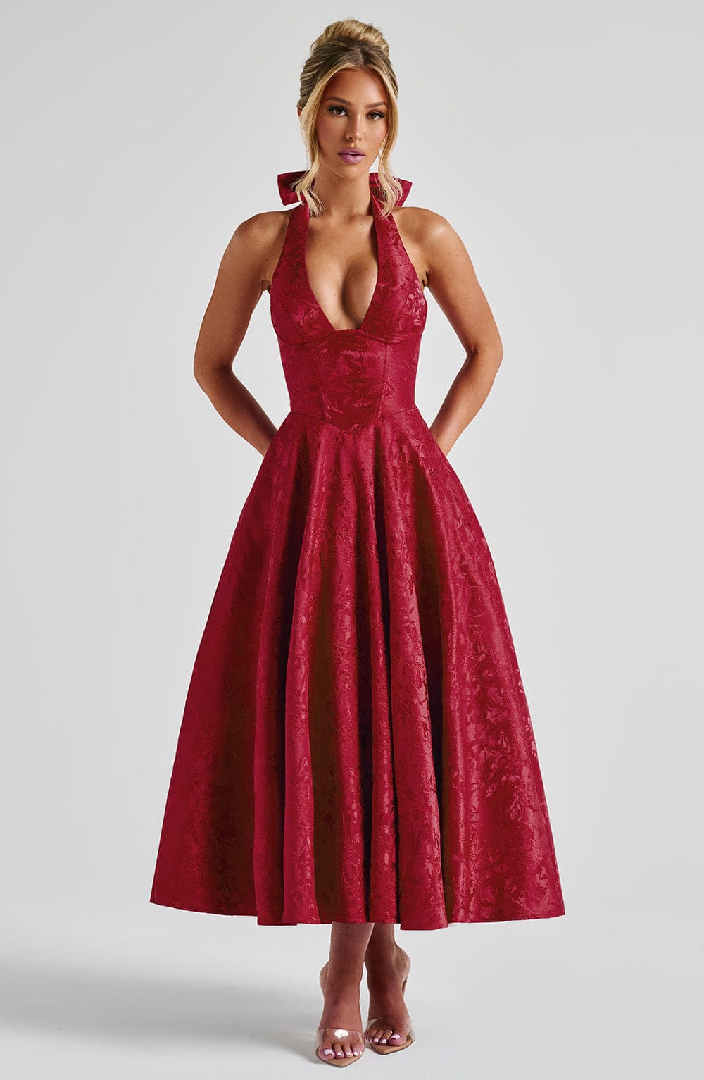 Effie Midi Dress - Red - Napalia