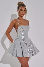 Electra Mini Dress - Silver - Napalia