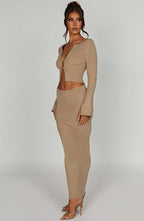 Elia Maxi Skirt - Beige - Napalia