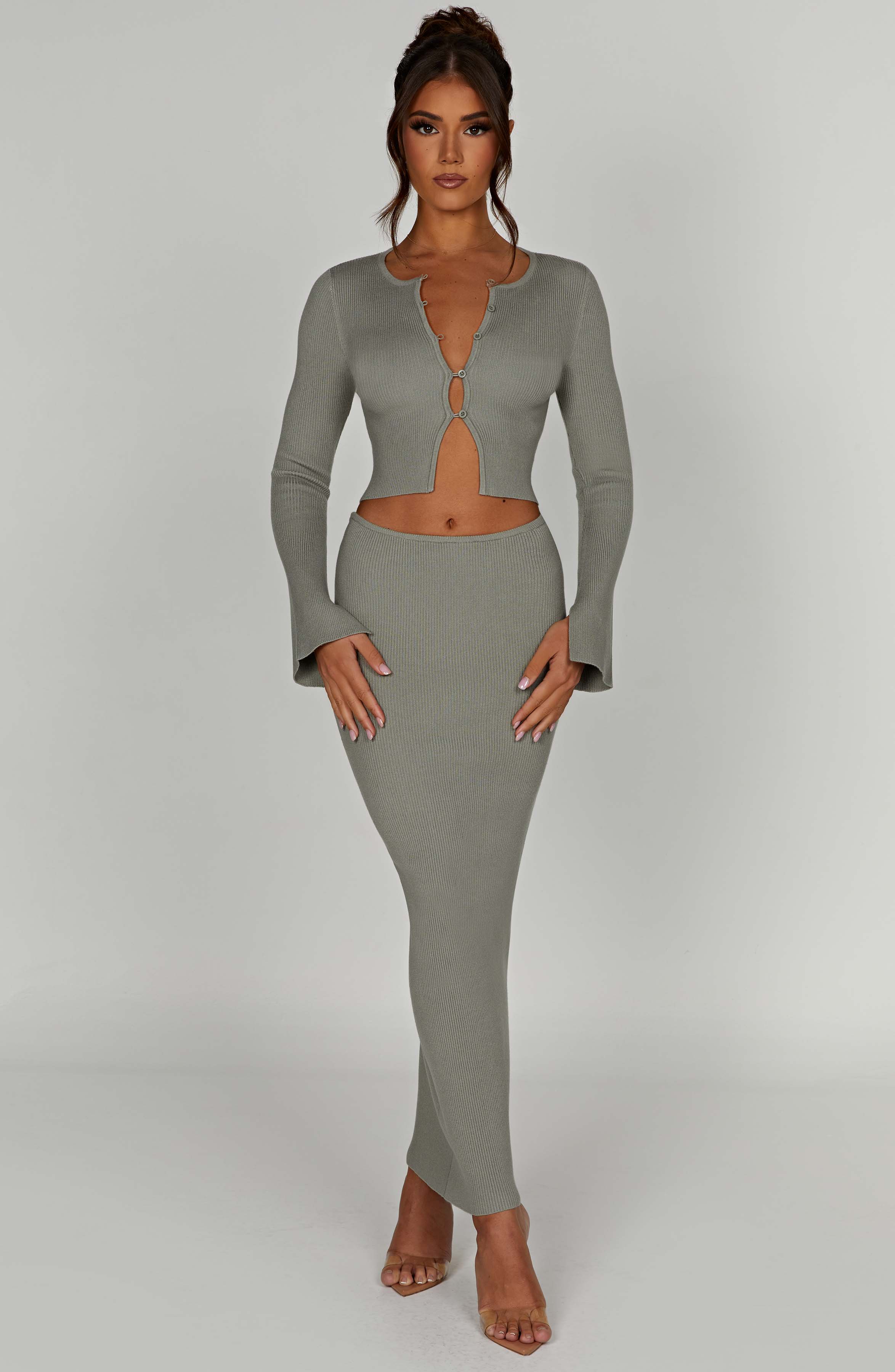 Elia Maxi Skirt - Khaki - Napalia