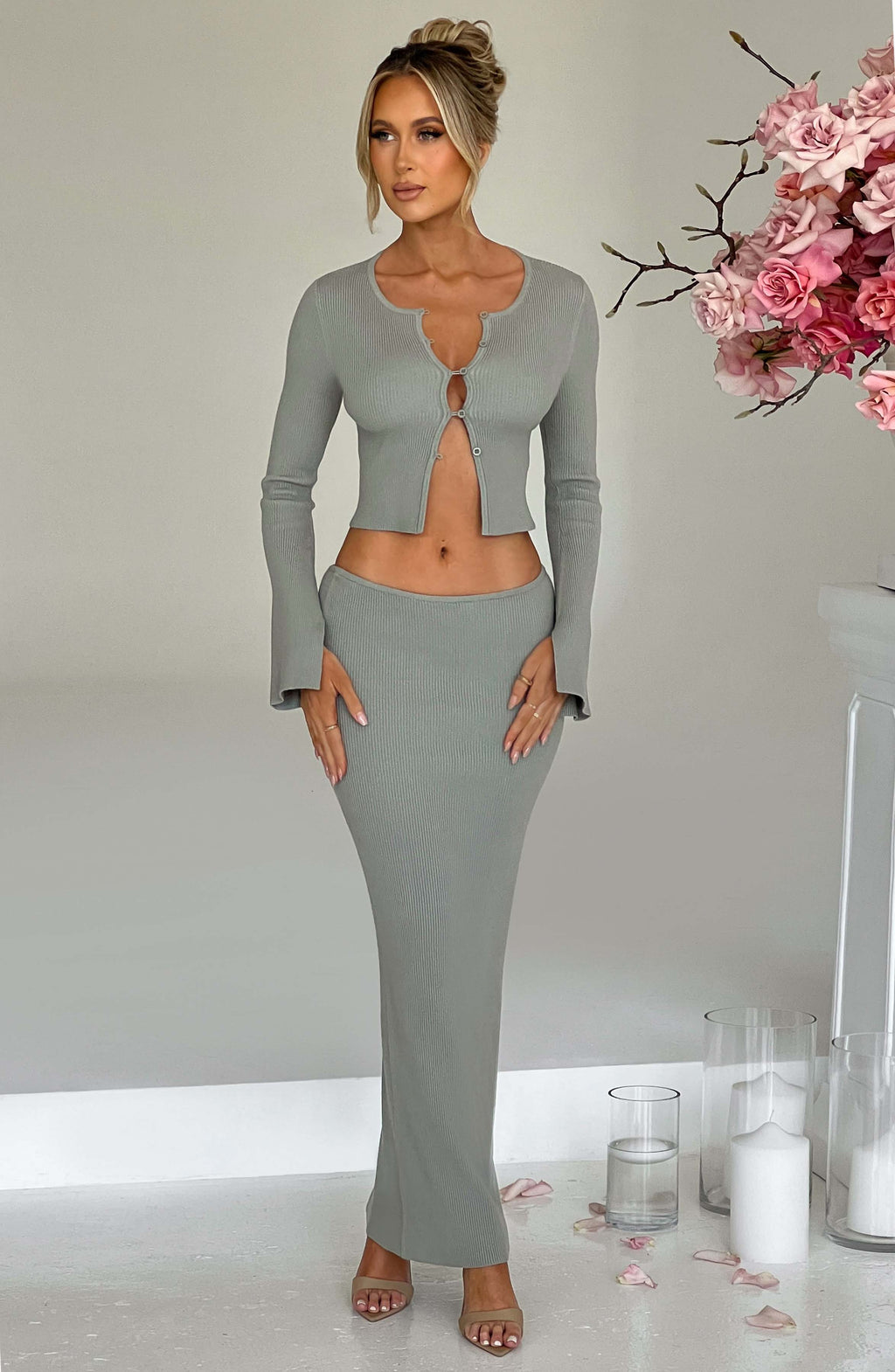 Elia Maxi Skirt - Khaki - Napalia