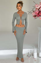 Elia Maxi Skirt - Khaki - Napalia