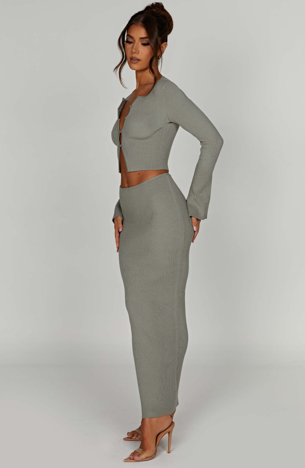 Elia Maxi Skirt - Khaki - Napalia