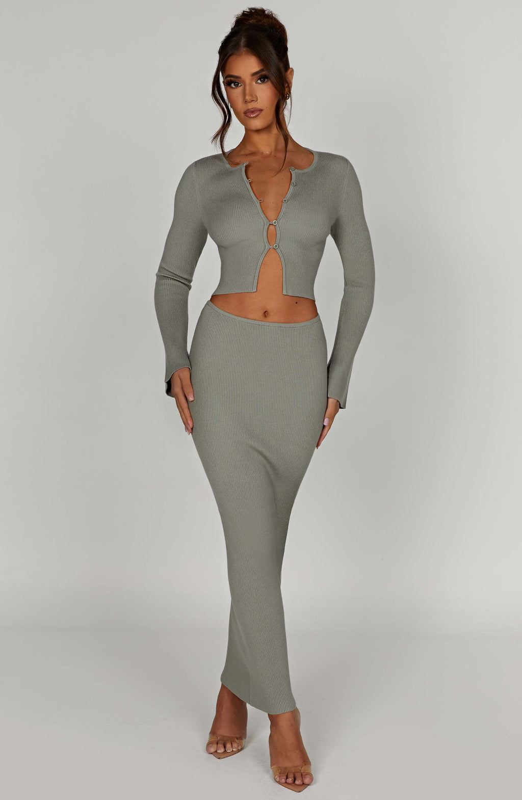 Elia Maxi Skirt - Khaki - Napalia