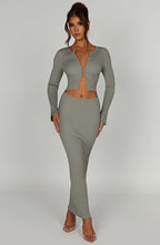Elia Maxi Skirt - Khaki - Napalia