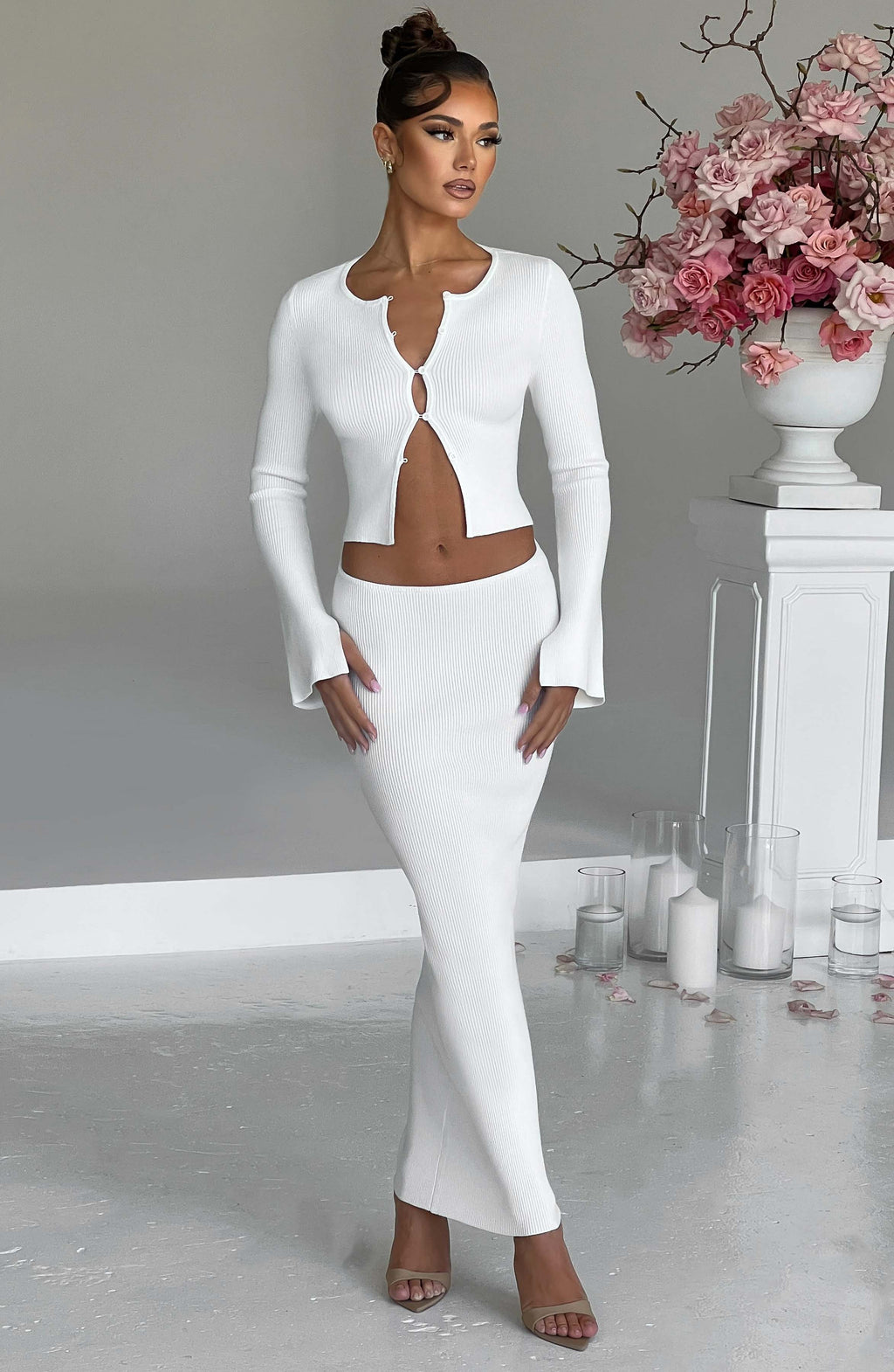 Elia Maxi Skirt - White - Napalia