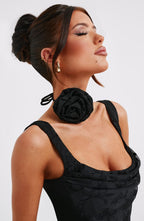 Elizabeth Floral Choker - Black - Napalia