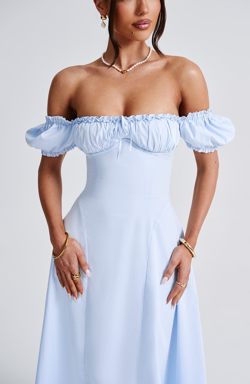 Elora Midi Dress - Blue - Napalia