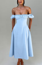 Elora Midi Dress - Blue - Napalia