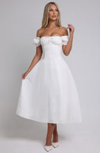 Elora Midi Dress - Ivory - Napalia