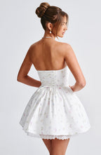 Evie Mini Dress - White Multi Floral Print - Napalia