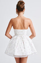 Evie Mini Dress - White Multi Floral Print - Napalia