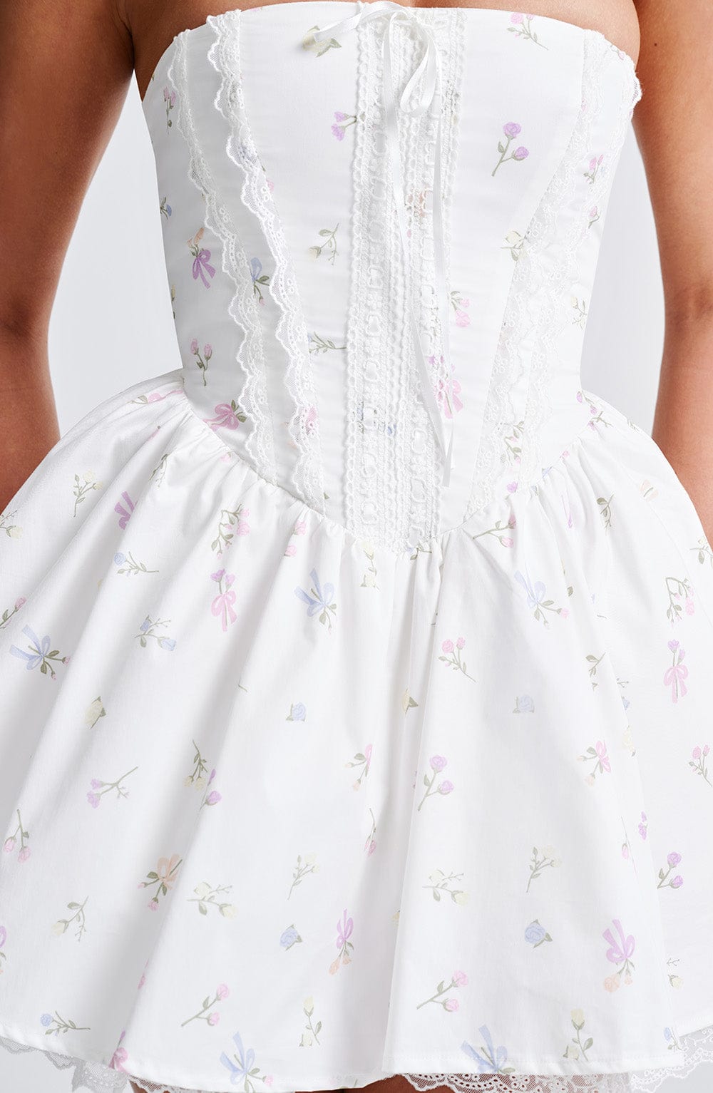 Evie Mini Dress - White Multi Floral Print - Napalia