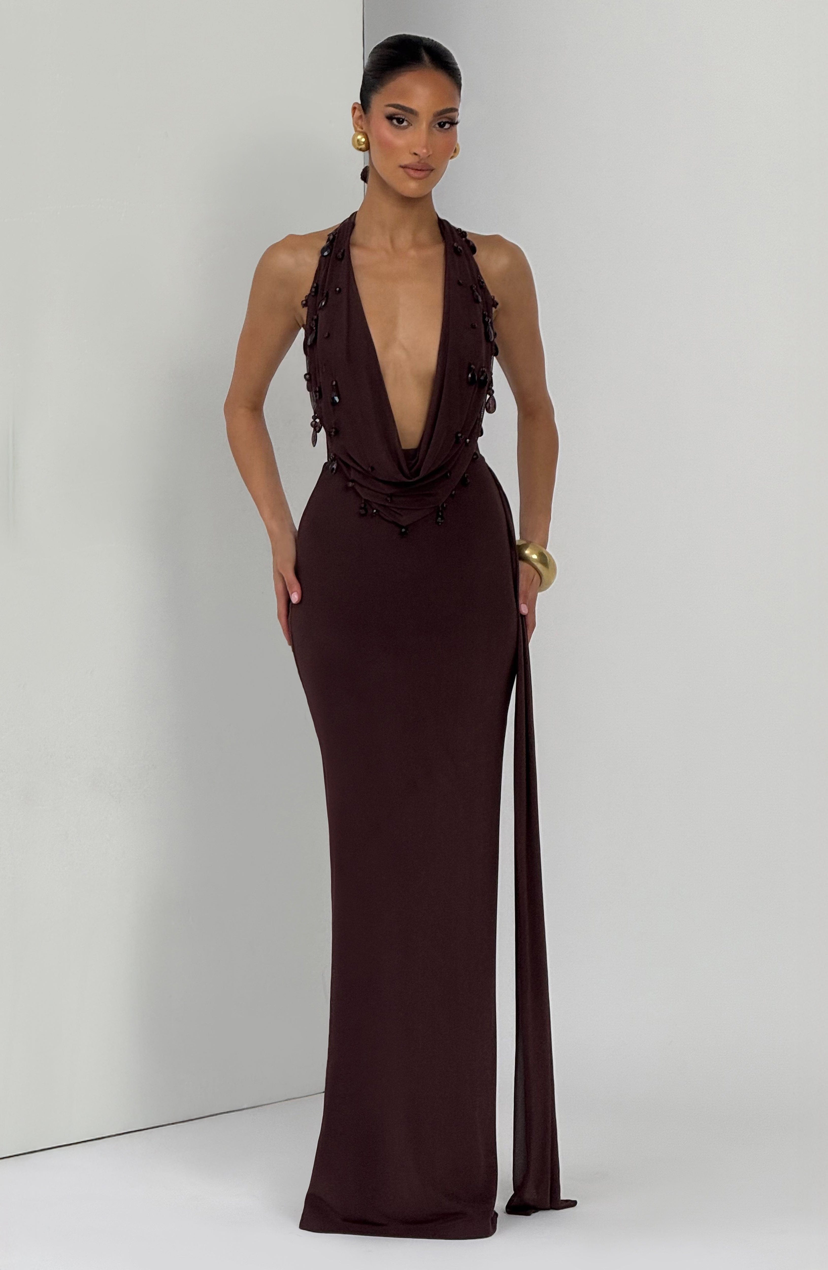 Fabia Maxi Dress - Plum Brown - Napalia