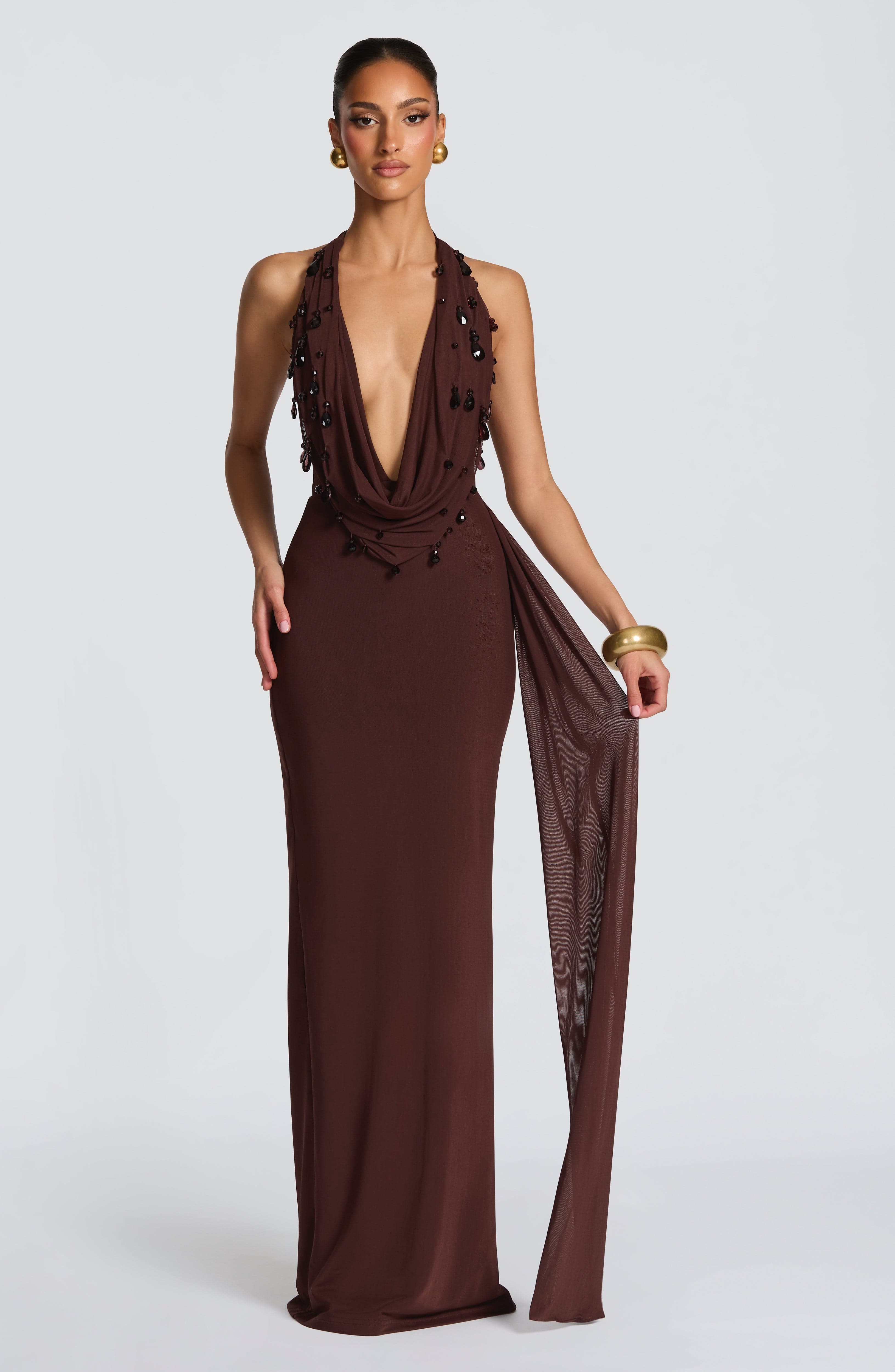 Fabia Maxi Dress - Plum Brown - Napalia