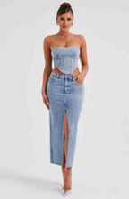 Flor Maxi Skirt - Blue - Napalia