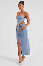 Flor Maxi Skirt - Blue - Napalia