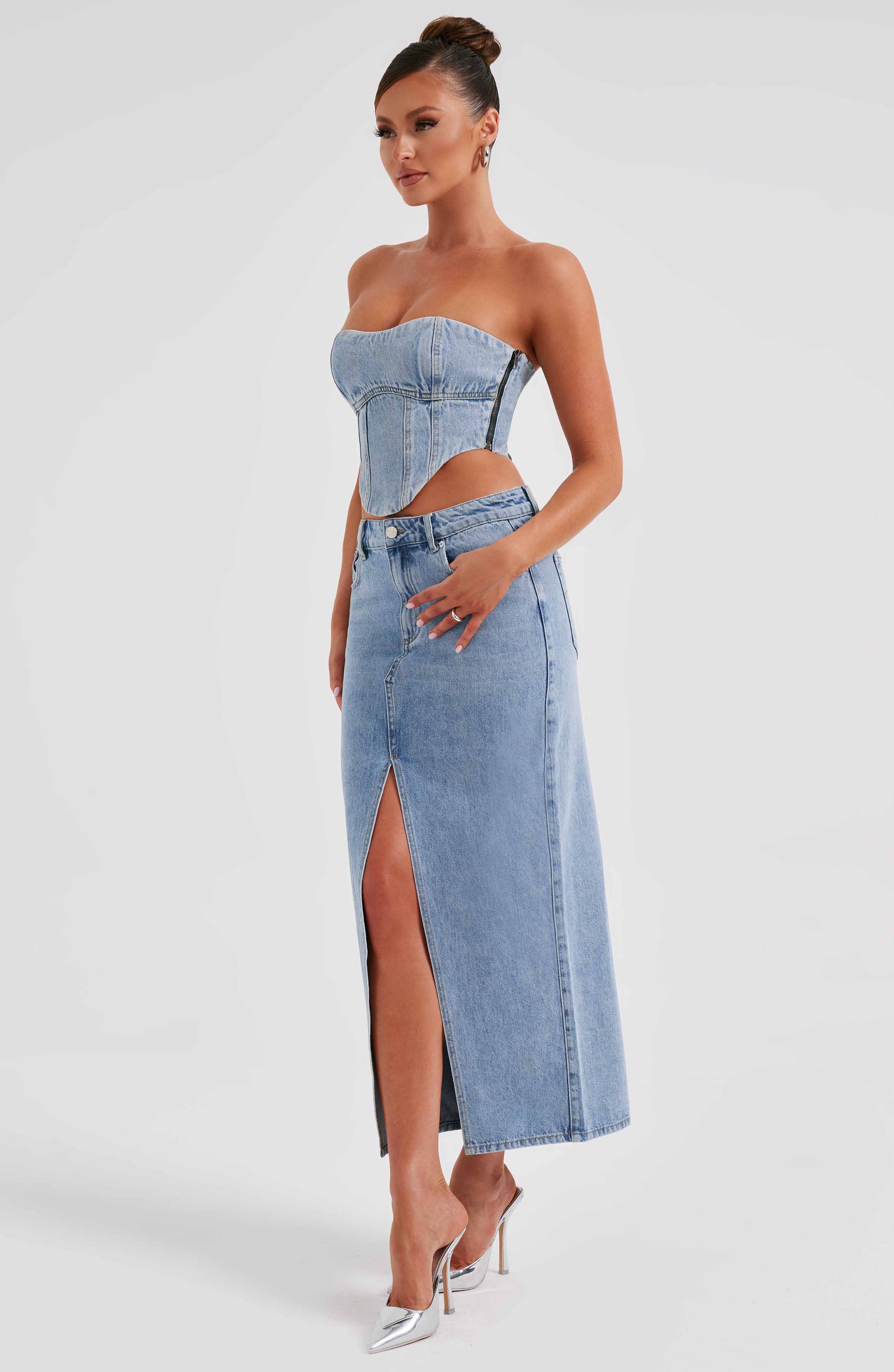 Flor Maxi Skirt - Blue - Napalia