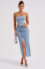 Flor Maxi Skirt - Blue - Napalia