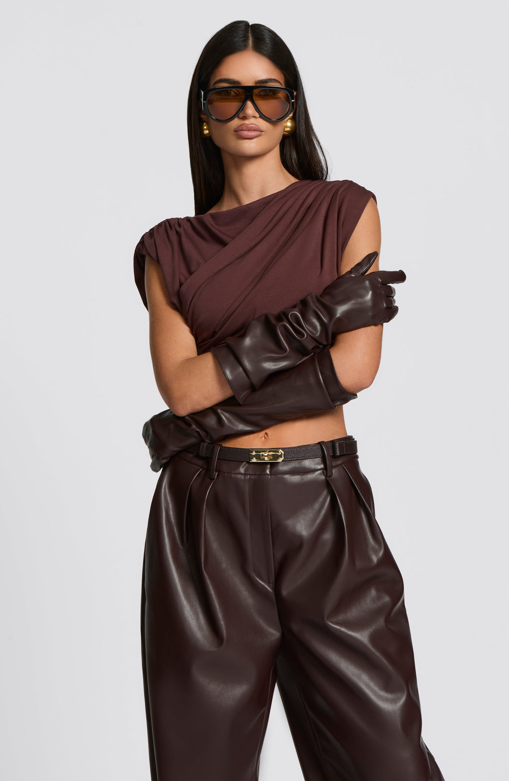 Frankie Gloves - Plum Brown - Napalia