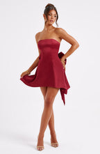 Freja Mini Dress - Burgundy - Napalia
