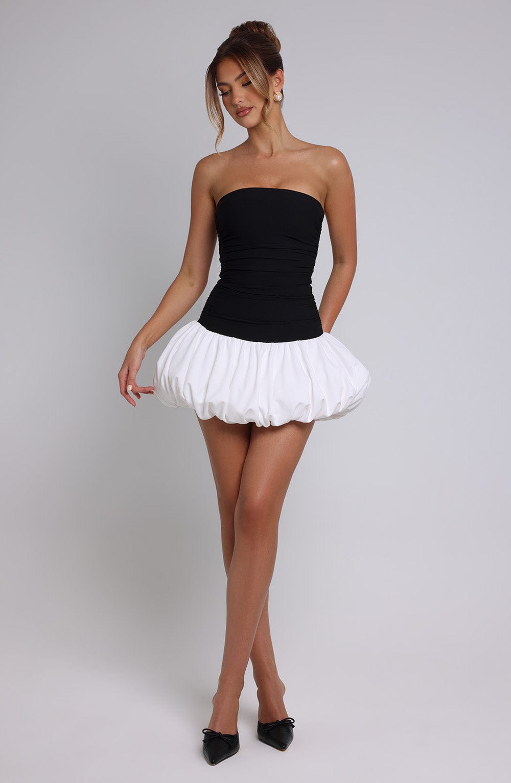 Gemma Mini Dress - Black/White - Napalia