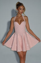 Georgette Mini Dress - Blush - Napalia