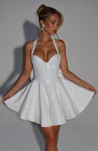 Georgette Mini Dress - Ivory - Napalia