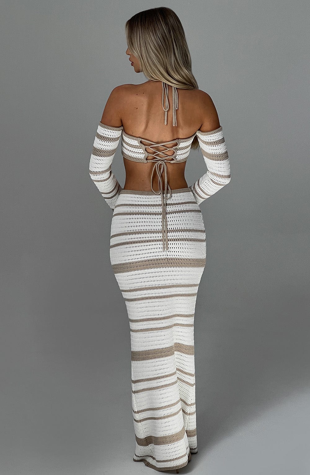 Georgia Maxi Skirt - Beige/White - Napalia