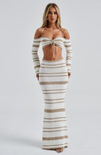 Georgia Maxi Skirt - Beige/White - Napalia