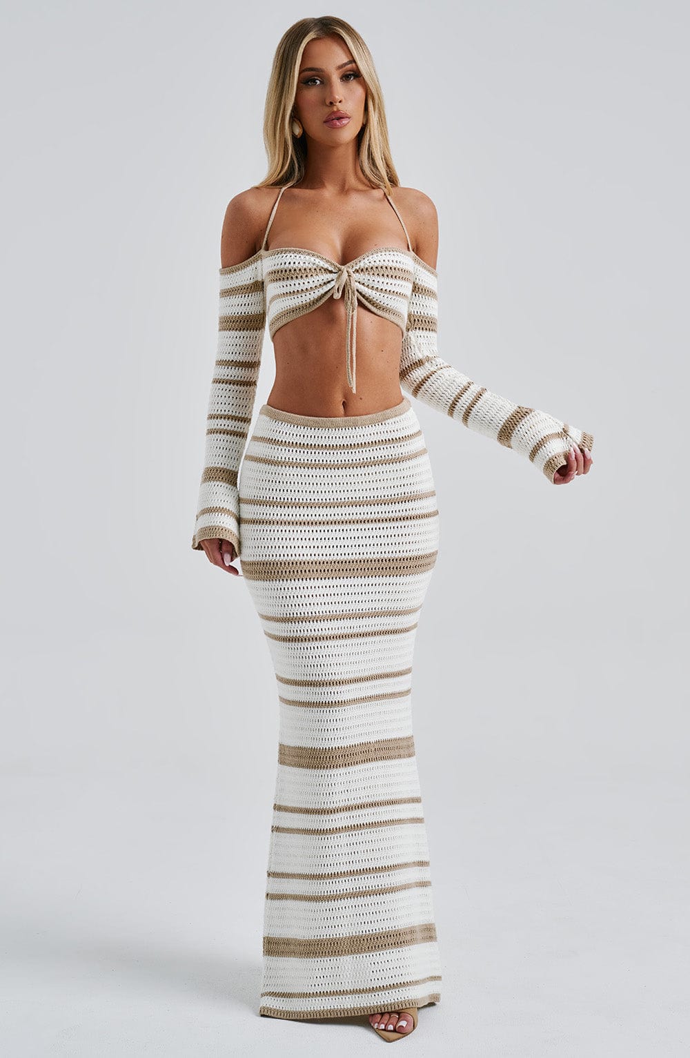 Georgia Maxi Skirt - Beige/White - Napalia