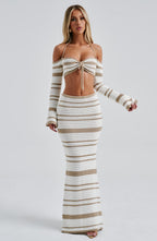 Georgia Maxi Skirt - Beige/White - Napalia