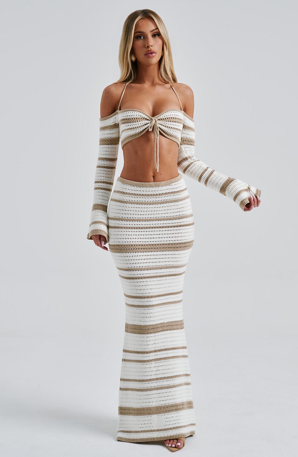 Georgia Maxi Skirt - Beige/White - Napalia