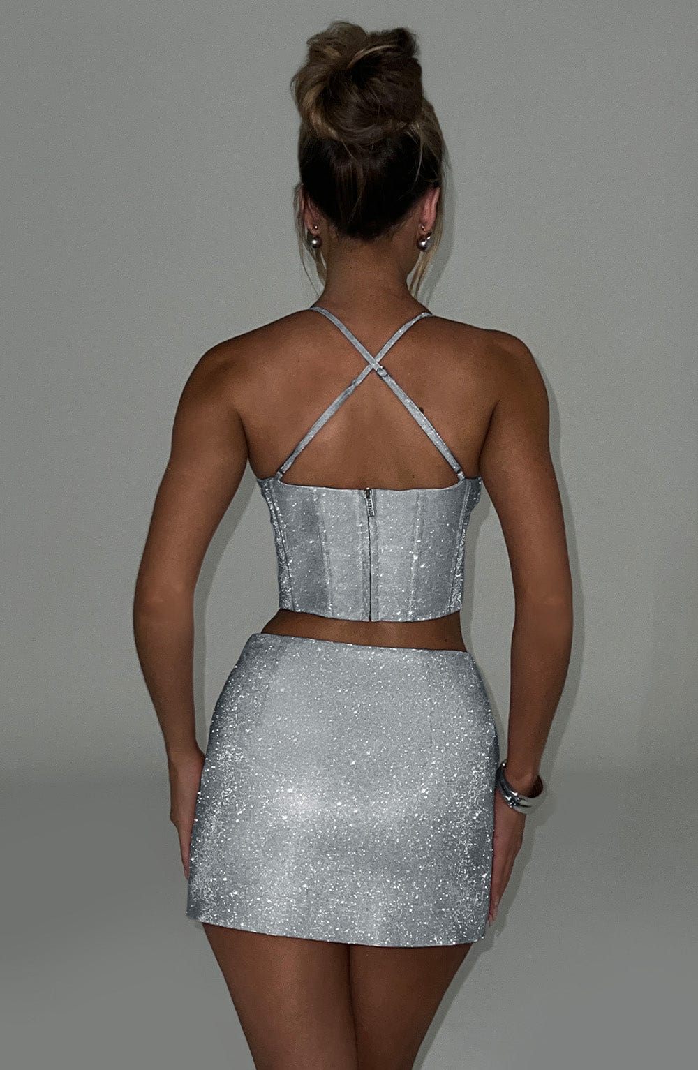 Glacia Mini Skirt - Silver Sparkle - Napalia